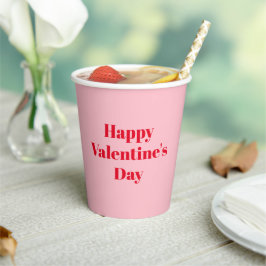 Vasos De Papel Feliz Día de San Valentín, tipografía moderna rosa