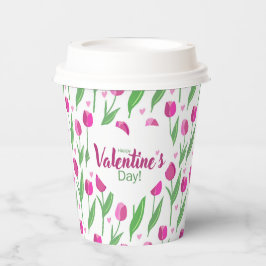 Vasos De Papel Feliz día de San Valentín Tulipanes rosados
