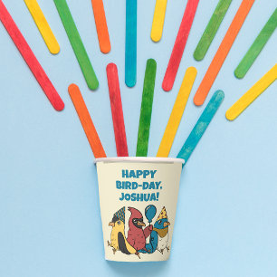 Vasos De Papel Feliz Día del Ave Personalizado Aves tema Cumpleañ