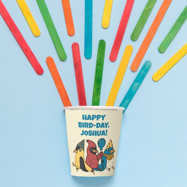 Vasos De Papel Feliz Día del Ave Personalizado Aves tema Cumpleañ (Subido por el creador)