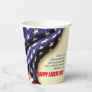 Vasos De Papel FELIZ DÍA LABORAL Bandera estadounidense