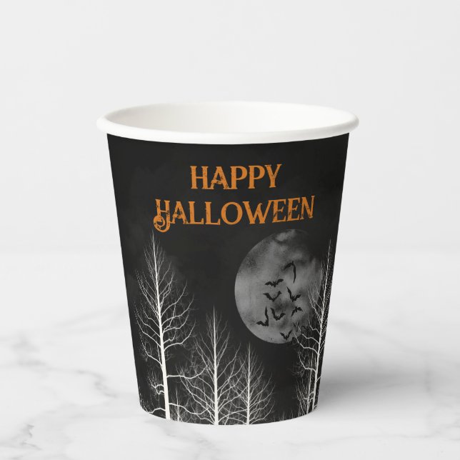 Vasos De Papel Feliz Fiesta de Halloween Dark Woods (Anverso)