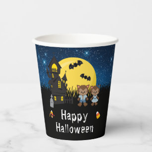 Vasos De Papel Feliz Fiesta de Halloween Werewolf Blue