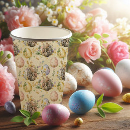 Vasos De Papel Feliz Fiesta de Pascua Conejo Celebración Amarilla