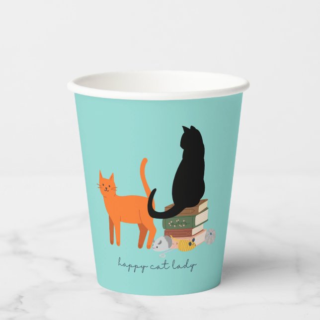 Vasos De Papel Feliz Gato (Anverso)