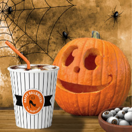 Vasos De Papel Feliz Halloween Black Cat & Stripes ID686