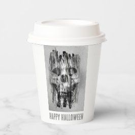 Vasos De Papel Feliz Halloween. Cráneo angustiado