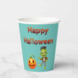 Vasos De Papel Feliz Halloween del pequeño Frankenstein