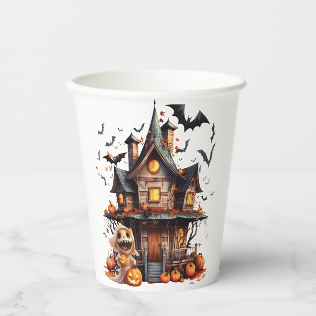 Vasos De Papel Feliz Halloween Ghoul (Anverso)