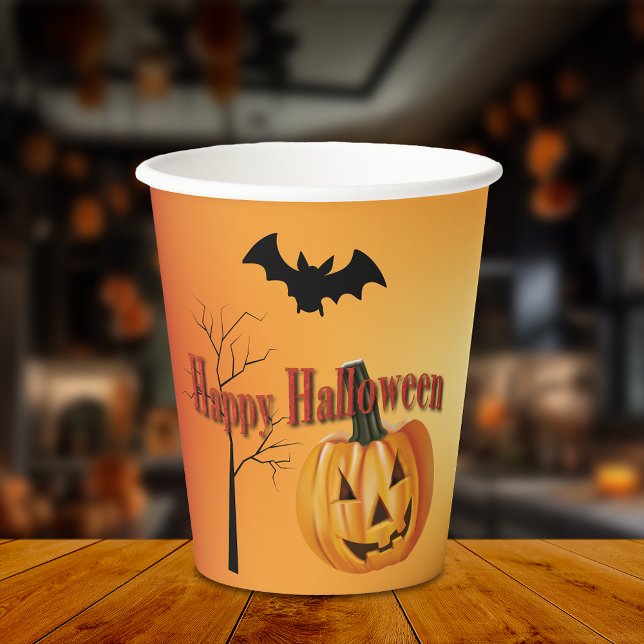 Vasos De Papel Feliz Halloween Jack O' Lantern (Subido por el creador)