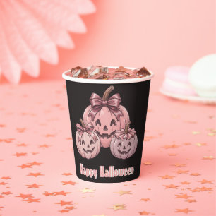 Vasos De Papel Feliz Halloween Pinkoween Trío de Calabazas Vintag