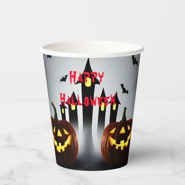 Vasos De Papel Feliz Halloween Seamos Espantosos Jack 'o Lantern (Anverso)