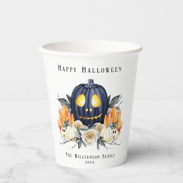 Vasos De Papel Feliz Halloween Spooky Samhain Pumpkins Crystals (Anverso)