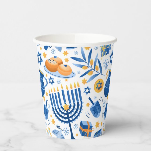 Vasos De Papel Feliz Hanukkah (Izquierda)