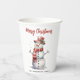 Vasos De Papel Feliz hombre de nieve Feliz Personalizado navideño
