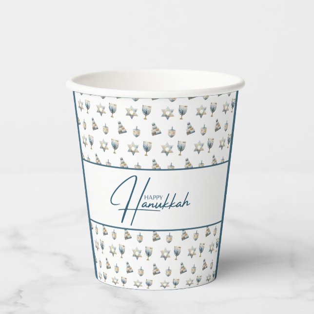 Vasos De Papel Feliz Janucá (Anverso)
