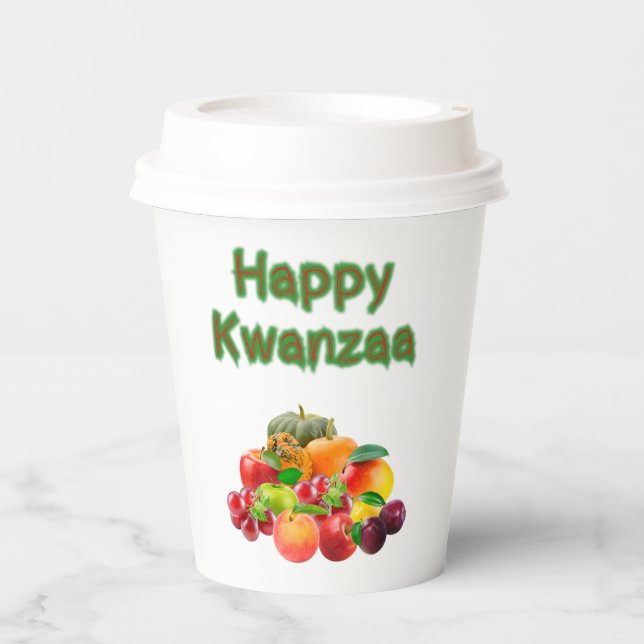 Vasos De Papel Feliz Kwanzaa primeras frutas (Anverso)