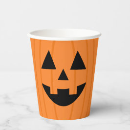 Vasos De Papel Feliz Naranja de calabaza sonreír Halloween