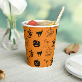 Vasos De Papel Feliz naranja negro de Halloween fiesta espeluznan