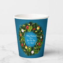 Feliz Navidad 20XX Añadir texto Azul guirnalda ver