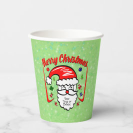 Vasos De Papel Feliz Navidad 20xx Santa con Gorra y espárragos
