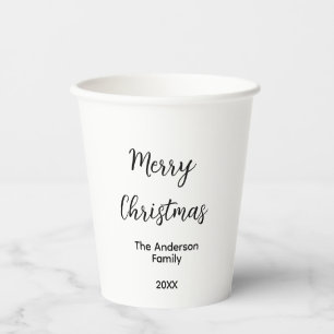 Vasos De Papel Feliz Navidad añadir apellido año texto personaliz