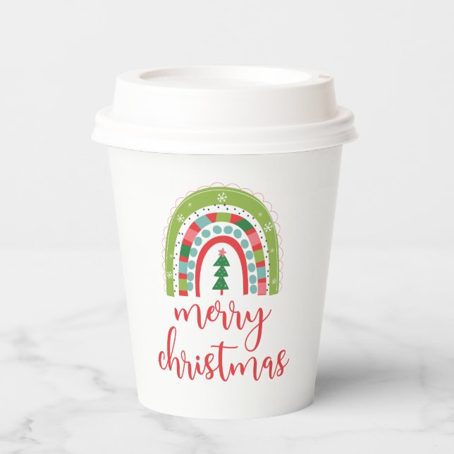 Vasos De Papel Feliz Navidad Arcoíris (Anverso)