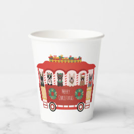 Vasos De Papel Feliz Navidad Bulldoges franceses Holiday Trolly