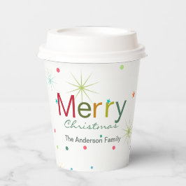 Vasos De Papel Feliz Navidad colorida familia de textos