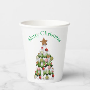 Vasos De Papel Feliz Navidad colorido árbol de Navidad