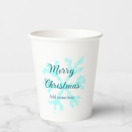 Vasos De Papel Feliz Navidad copos de nieve azul purpurina chispa