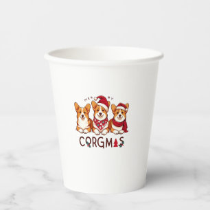 Vasos De Papel Feliz Navidad Corgi Dog Santa Love Corgis Family