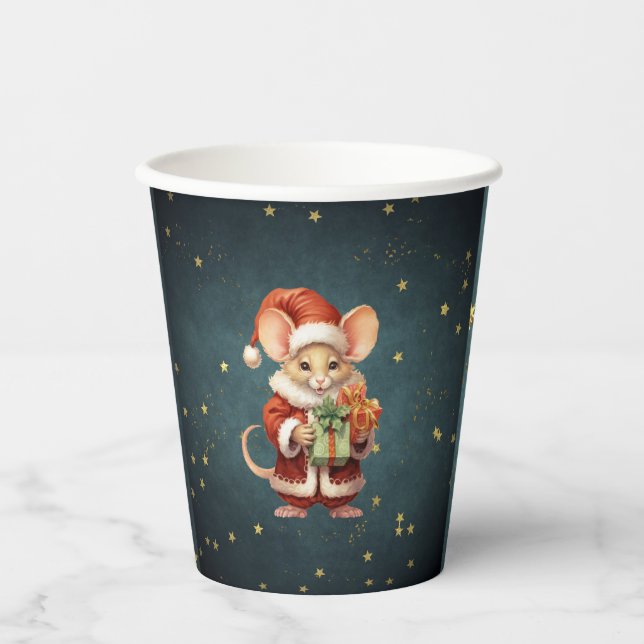 Vasos De Papel Feliz Navidad Cute Mouse (Anverso)