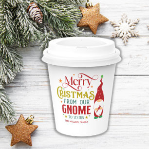 Vasos De Papel Feliz Navidad De Nuestro Gnome A La Tuya