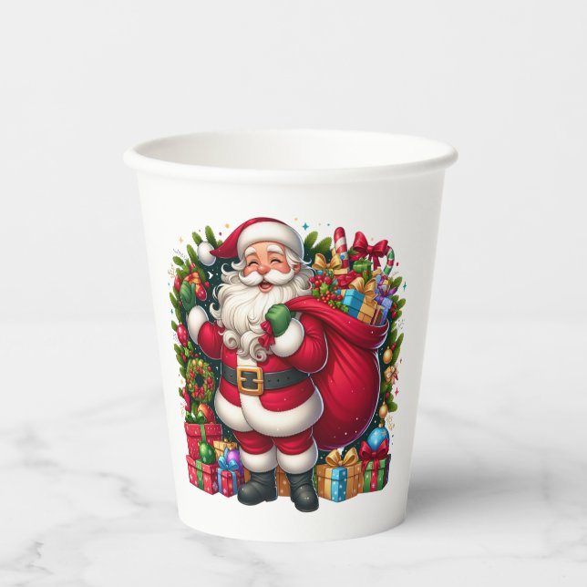 Vasos De Papel Feliz Navidad de Papá Noel (Anverso)