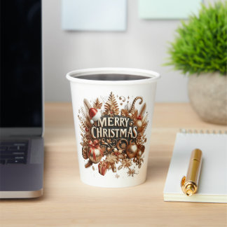 Vasos De Papel Feliz Navidad | Estética Navideña Acogedora