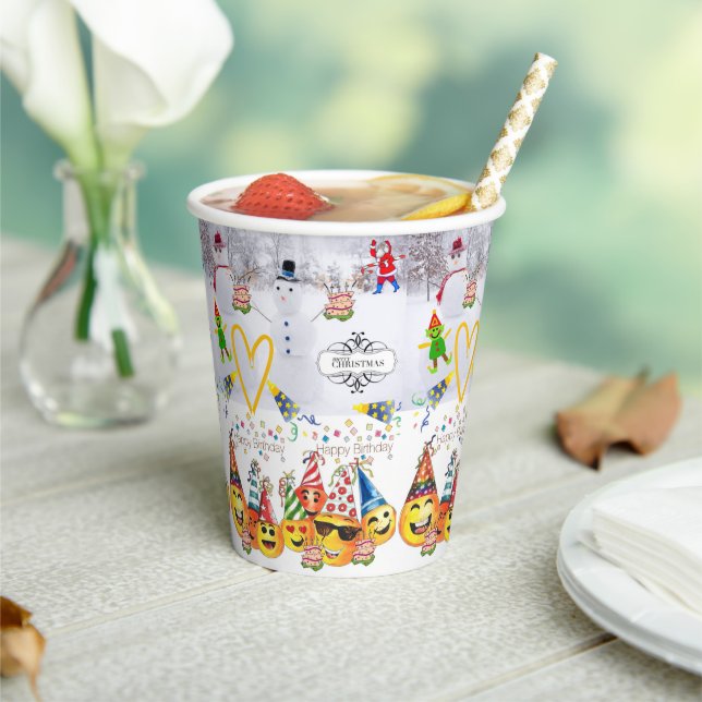 Vasos De Papel Feliz Navidad Feliz cumpleaños, Copa de Papel (in situ)