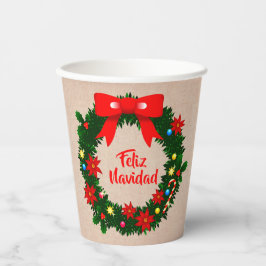 Vasos De Papel Feliz Navidad Feliz Navidad Wreath Bow