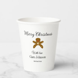 Vasos De Papel Feliz Navidad galletas marrón agregar nombre con a