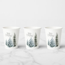 Feliz Navidad Invierno Escena de Papel taza