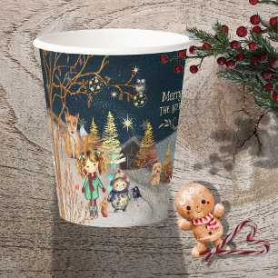 Vasos De Papel Feliz Navidad Invierno Magic Blue