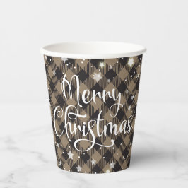 Vasos De Papel Feliz Navidad Khaki Búfalo en fiesta navideña
