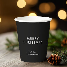 Vasos De Papel Feliz Navidad Nombre Personalizado Negro