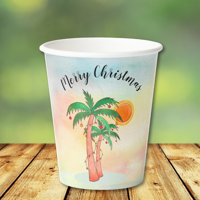 Vasos De Papel Feliz Navidad Palm Trees (Subido por el creador)