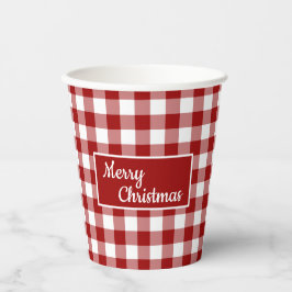 Vasos De Papel Feliz Navidad Red White Buffalo Check Fiesta