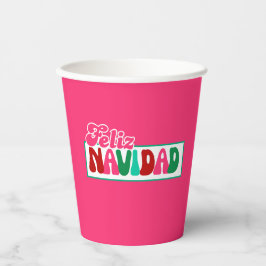 Vasos De Papel Feliz Navidad - Rosa brillante