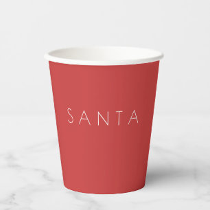 Vasos De Papel Feliz Navidad Santa Blanco Rojo Moderno Mínimo