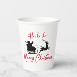 Vasos De Papel Feliz Navidad Santa Sleigh y renos