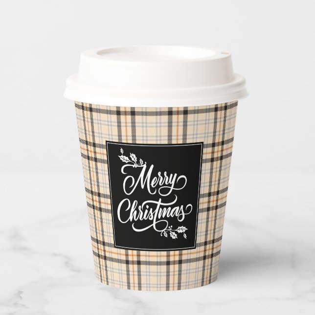 Vasos De Papel Feliz Navidad Tan Plantado Patrón de vacaciones (Anverso)