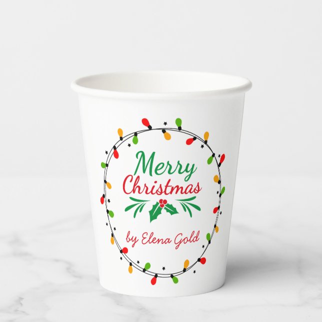 Vasos De Papel Feliz Navidad Verde y Rojo (Reverso )